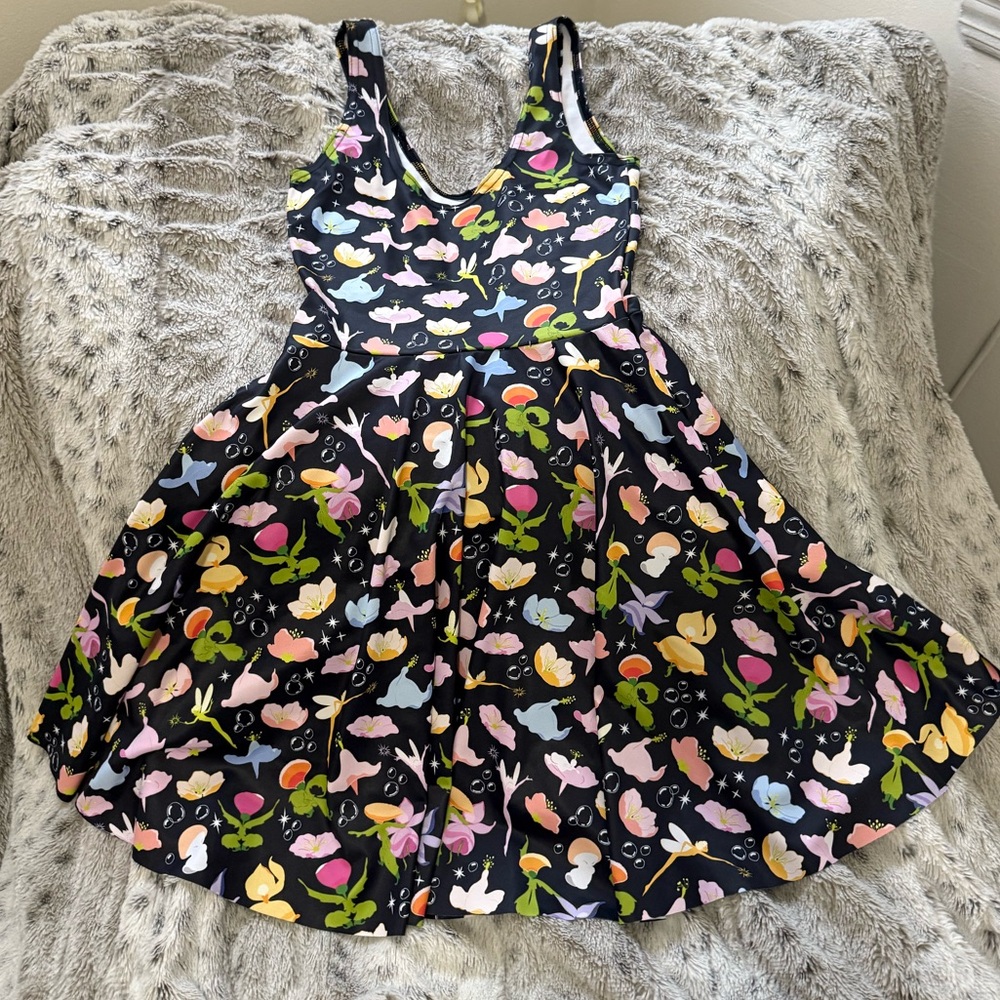 Blackmilk Black and Pink Sleeveless Mini Sundress